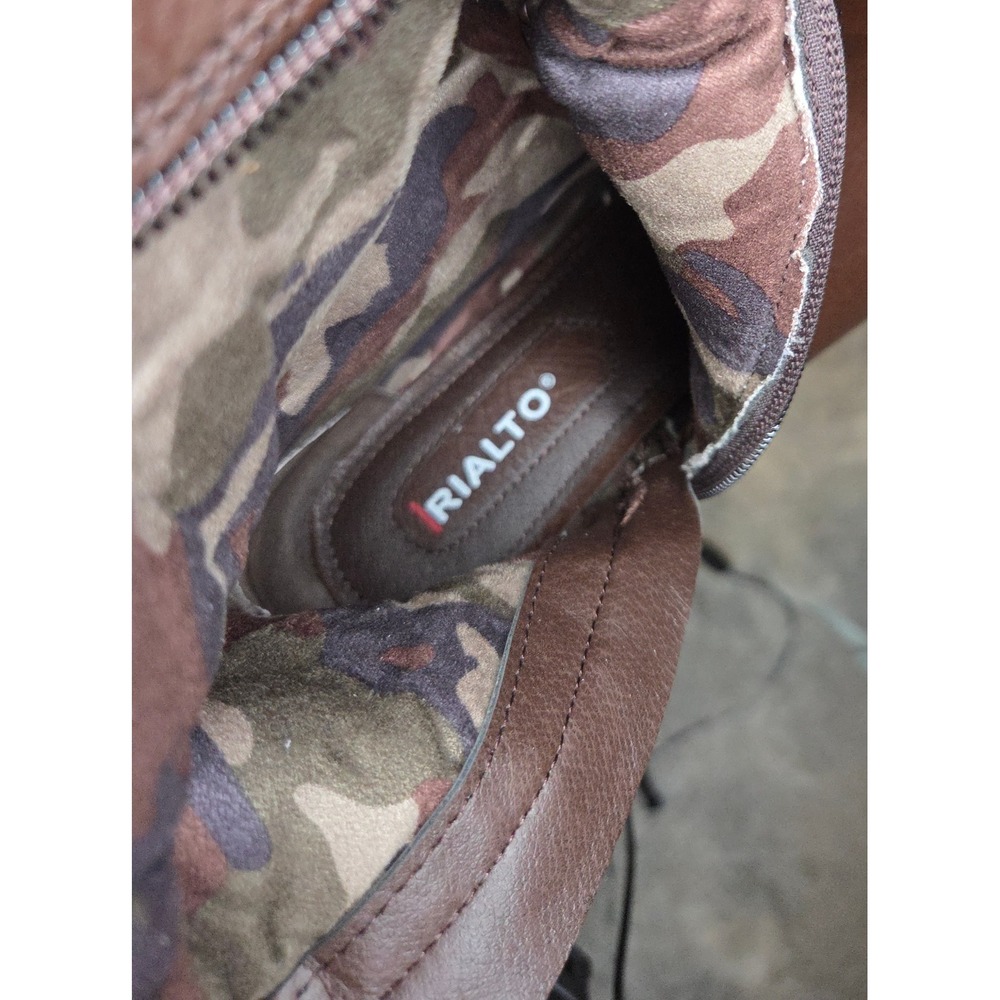 Rialto Firstrow Brown Over The Knee Boots Faux Leather Camo Lining Women 7M - Picture 6 of 8